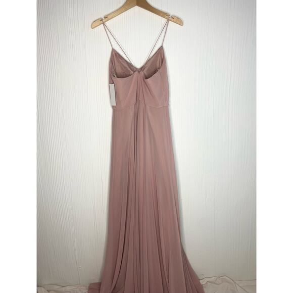 JENNY YOO Inesse Dusty Rose Blush Maxi Chiffon Gown US 2 Whipped Apricot NWT - Picture 14 of 16